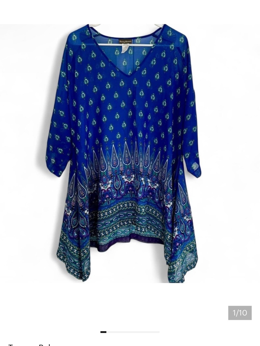 Tommy Bahama Swim Beach Cover Up Blue Paisley Sheer Coastal
Kaftan Womens Size S